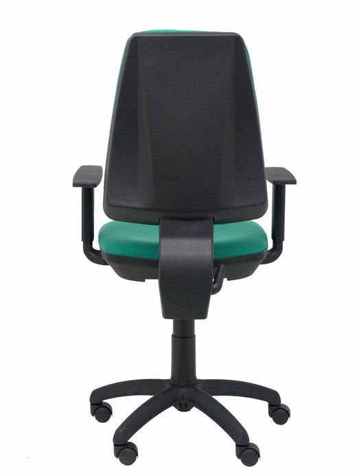 Modelo Elche CP - Silla de oficina ergonómica con mecanismo permanente y regulable en altura - Asiento y respaldo tapizados en tejido BALI color verde esmeralda (BRAZOS REGULABLES EN ALTURA)