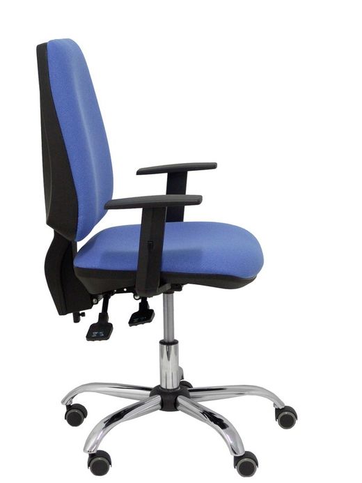 Modelo Elche S 24 horas - Silla de oficina ergonómica con mecanismo asincro y regulable en altura - Asiento y respaldo tapizados en tejido BALI color azul claro - Brazos regulables - Espuma viscoelástica (USO INTENSIVO 24 HORAS)