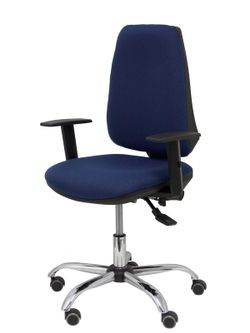 Modelo Elche S 24 horas - Silla de oficina ergonómica con mecanismo asincro y regulable en altura - Asiento y respaldo tapizados en tejido BALI color azul marino - Brazos regulables - Espuma viscoelástica (USO INTENSIVO 24 HORAS)