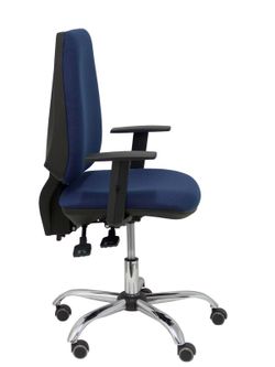 Modelo Elche S 24 horas - Silla de oficina ergonómica con mecanismo asincro y regulable en altura - Asiento y respaldo tapizados en tejido BALI color azul marino - Brazos regulables - Espuma viscoelástica (USO INTENSIVO 24 HORAS)