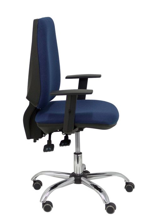 Modelo Elche S 24 horas - Silla de oficina ergonómica con mecanismo asincro y regulable en altura - Asiento y respaldo tapizados en tejido BALI color azul marino - Brazos regulables - Espuma viscoelástica (USO INTENSIVO 24 HORAS)