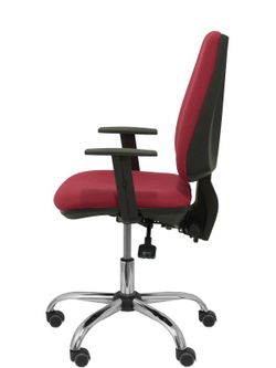 Modelo Elche S 24 horas - Silla de oficina ergonómica con mecanismo asincro y regulable en altura - Asiento y respaldo tapizados en tejido BALI color granate - Brazos regulables - Espuma viscoelástica (USO INTENSIVO 24 HORAS)