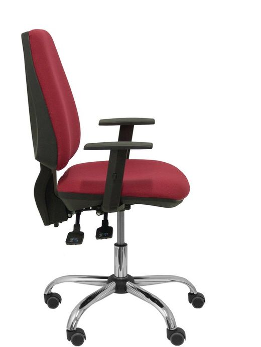 Modelo Elche S 24 horas - Silla de oficina ergonómica con mecanismo asincro y regulable en altura - Asiento y respaldo tapizados en tejido BALI color granate - Brazos regulables - Espuma viscoelástica (USO INTENSIVO 24 HORAS)