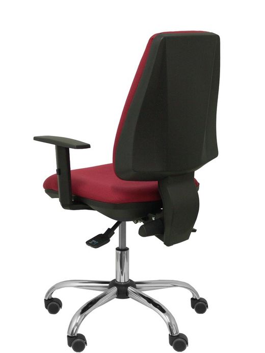 Modelo Elche S 24 horas - Silla de oficina ergonómica con mecanismo asincro y regulable en altura - Asiento y respaldo tapizados en tejido BALI color granate - Brazos regulables - Espuma viscoelástica (USO INTENSIVO 24 HORAS)
