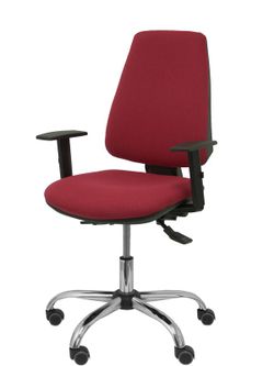 Modelo Elche S 24 horas - Silla de oficina ergonómica con mecanismo asincro y regulable en altura - Asiento y respaldo tapizados en tejido BALI color granate - Brazos regulables - Espuma viscoelástica (USO INTENSIVO 24 HORAS)
