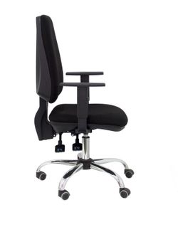 Modelo Elche S 24 horas - Silla de oficina ergonómica con mecanismo asincro y regulable en altura - Asiento y respaldo tapizados en tejido BALI color negro - Brazos regulables - Espuma viscoelástica - (USO INTENSIVO 24 HORAS)