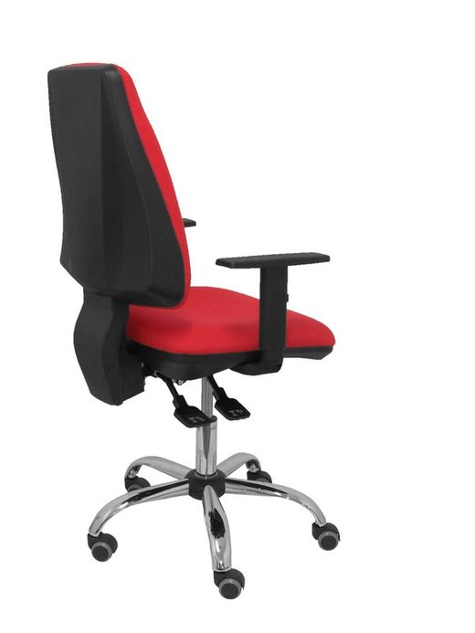 Modelo Elche S 24 horas - Silla de oficina ergonómica con mecanismo asincro y regulable en altura - Asiento y respaldo tapizados en tejido BALI color rojo - Brazos regulables - Espuma viscoelástica - (USO INTENSIVO 24 HORAS)