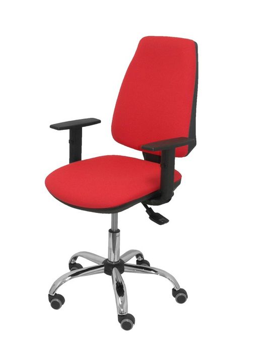 Modelo Elche S 24 horas - Silla de oficina ergonómica con mecanismo asincro y regulable en altura - Asiento y respaldo tapizados en tejido BALI color rojo - Brazos regulables - Espuma viscoelástica - (USO INTENSIVO 24 HORAS)