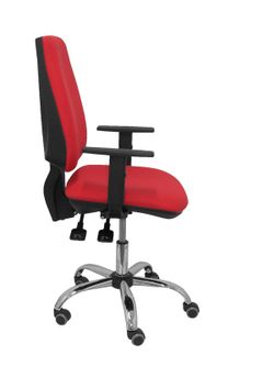 Modelo Elche S 24 horas - Silla de oficina ergonómica con mecanismo asincro y regulable en altura - Asiento y respaldo tapizados en tejido BALI color rojo - Brazos regulables - Espuma viscoelástica - (USO INTENSIVO 24 HORAS)