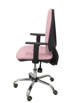 Modelo Elche S 24 horas - Silla de oficina ergonómica con mecanismo asincro y regulable en altura - Asiento y respaldo tapizados en tejido BALI color rosa pálido - Brazos regulables - Espuma viscoelástica - (USO INTENSIVO 24 HORAS)