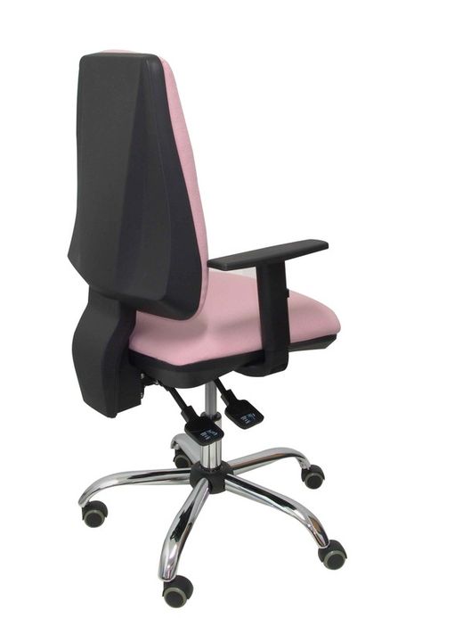 Modelo Elche S 24 horas - Silla de oficina ergonómica con mecanismo asincro y regulable en altura - Asiento y respaldo tapizados en tejido BALI color rosa pálido - Brazos regulables - Espuma viscoelástica - (USO INTENSIVO 24 HORAS)