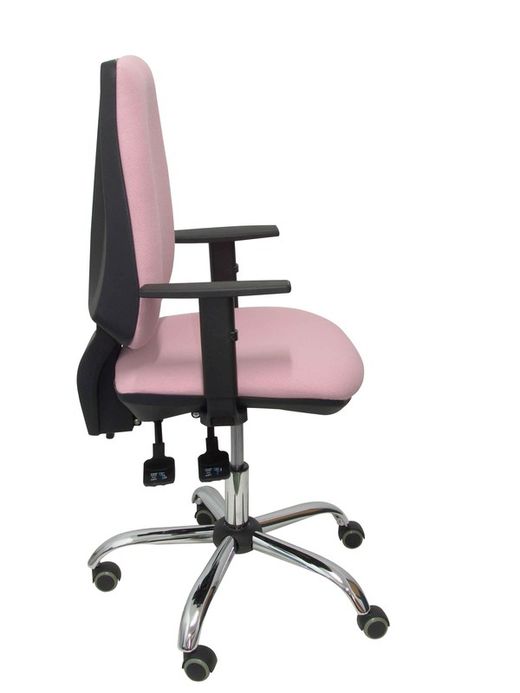 Modelo Elche S 24 horas - Silla de oficina ergonómica con mecanismo asincro y regulable en altura - Asiento y respaldo tapizados en tejido BALI color rosa pálido - Brazos regulables - Espuma viscoelástica - (USO INTENSIVO 24 HORAS)