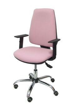 Modelo Elche S 24 horas - Silla de oficina ergonómica con mecanismo asincro y regulable en altura - Asiento y respaldo tapizados en tejido BALI color rosa pálido - Brazos regulables - Espuma viscoelástica - (USO INTENSIVO 24 HORAS)
