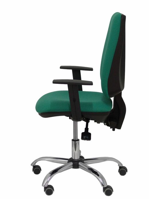 Modelo Elche S 24 horas - Silla de oficina ergonómica con mecanismo asincro y regulable en altura - Asiento y respaldo tapizados en tejido BALI color verde esmeralda - Brazos regulables - Espuma viscoelástica (USO INTENSIVO 24 HORAS)