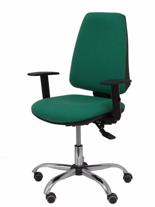 Modelo Elche S 24 horas - Silla de oficina ergonómica con mecanismo asincro y regulable en altura - Asiento y respaldo tapizados en tejido BALI color verde esmeralda - Brazos regulables - Espuma viscoelástica (USO INTENSIVO 24 HORAS)