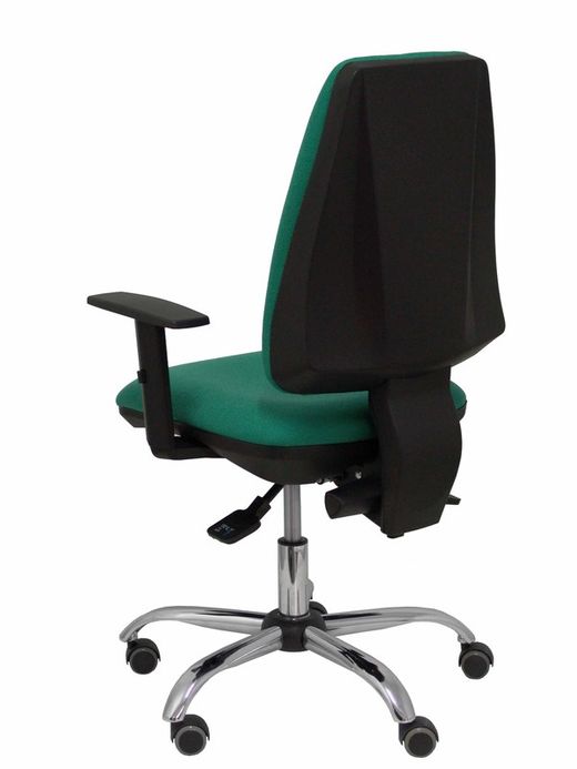 Modelo Elche S 24 horas - Silla de oficina ergonómica con mecanismo asincro y regulable en altura - Asiento y respaldo tapizados en tejido BALI color verde esmeralda - Brazos regulables - Espuma viscoelástica (USO INTENSIVO 24 HORAS)