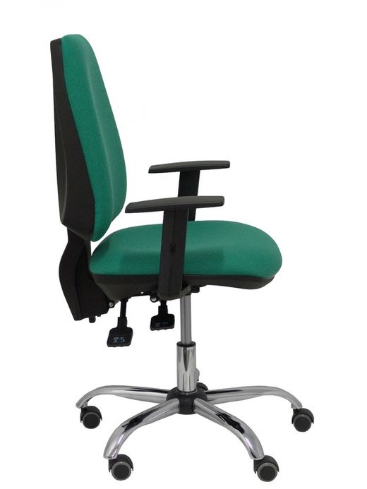 Modelo Elche S 24 horas - Silla de oficina ergonómica con mecanismo asincro y regulable en altura - Asiento y respaldo tapizados en tejido BALI color verde esmeralda - Brazos regulables - Espuma viscoelástica (USO INTENSIVO 24 HORAS)