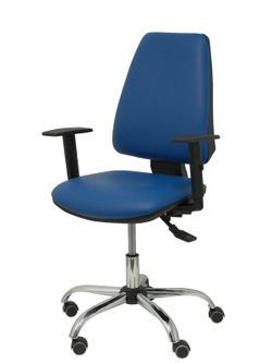 Modelo Elche S 24 horas - Silla de oficina ergonómica con mecanismo asincro y regulable en altura - Asiento y respaldo tapizados en tejido similpiel color azul - Brazos regulables - Espuma viscoelástica - (USO INTENSIVO 24 HORAS)