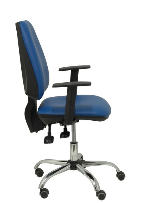 Modelo Elche S 24 horas - Silla de oficina ergonómica con mecanismo asincro y regulable en altura - Asiento y respaldo tapizados en tejido similpiel color azul - Brazos regulables - Espuma viscoelástica - (USO INTENSIVO 24 HORAS)