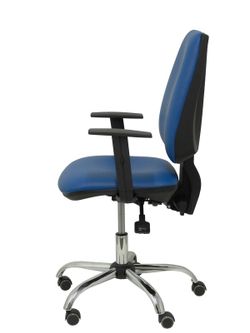 Modelo Elche S 24 horas - Silla de oficina ergonómica con mecanismo asincro y regulable en altura - Asiento y respaldo tapizados en tejido similpiel color azul - Brazos regulables - Espuma viscoelástica - (USO INTENSIVO 24 HORAS)