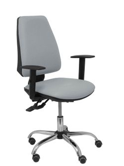 Modelo Elche S 24 horas - Silla de oficina ergonómica con mecanismo asincro y regulable en altura - Asiento y respaldo tapizados en tejido similpiel color gris - Brazos regulables - Espuma viscoelástica - (USO INTENSIVO 24 HORAS)