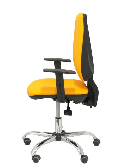 Modelo Elche S 24 horas - Silla de oficina ergonómica con mecanismo asincro y regulable en altura - Asiento y respaldo tapizados en tejido similpiel color naranja - Brazos regulables - Espuma viscoelástica - (USO INTENSIVO)