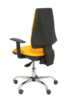 Modelo Elche S 24 horas - Silla de oficina ergonómica con mecanismo asincro y regulable en altura - Asiento y respaldo tapizados en tejido similpiel color naranja - Brazos regulables - Espuma viscoelástica - (USO INTENSIVO)
