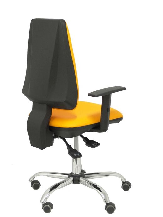 Modelo Elche S 24 horas - Silla de oficina ergonómica con mecanismo asincro y regulable en altura - Asiento y respaldo tapizados en tejido similpiel color naranja - Brazos regulables - Espuma viscoelástica - (USO INTENSIVO)