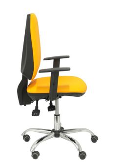 Modelo Elche S 24 horas - Silla de oficina ergonómica con mecanismo asincro y regulable en altura - Asiento y respaldo tapizados en tejido similpiel color naranja - Brazos regulables - Espuma viscoelástica - (USO INTENSIVO)