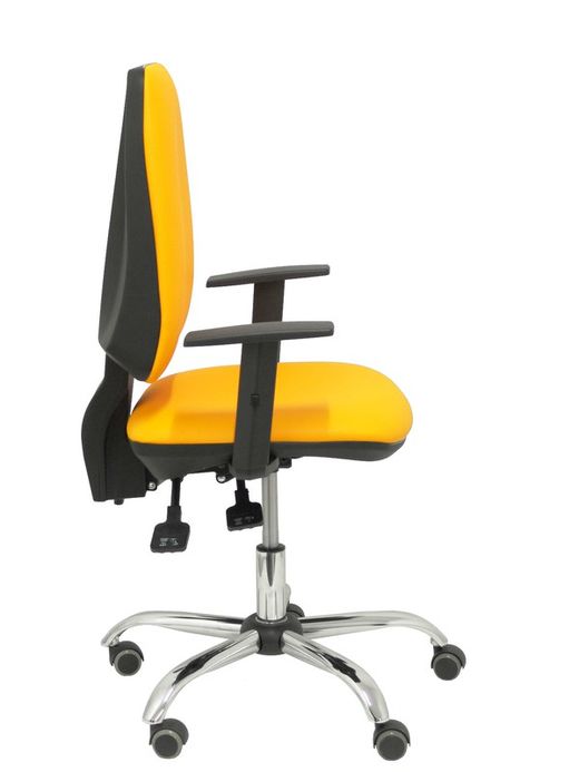 Modelo Elche S 24 horas - Silla de oficina ergonómica con mecanismo asincro y regulable en altura - Asiento y respaldo tapizados en tejido similpiel color naranja - Brazos regulables - Espuma viscoelástica - (USO INTENSIVO)