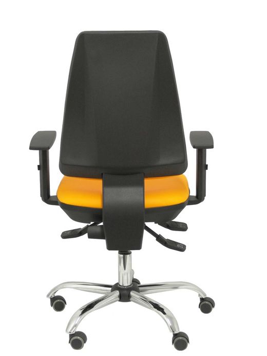 Modelo Elche S 24 horas - Silla de oficina ergonómica con mecanismo asincro y regulable en altura - Asiento y respaldo tapizados en tejido similpiel color naranja - Brazos regulables - Espuma viscoelástica - (USO INTENSIVO)