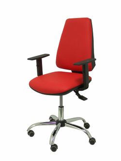 Modelo Elche S 24 horas - Silla de oficina ergonómica con mecanismo asincro y regulable en altura - Asiento y respaldo tapizados en tejido similpiel color rojo - Brazos regulables - Espuma viscoelástica - (USO INTENSIVO 24 HORAS)