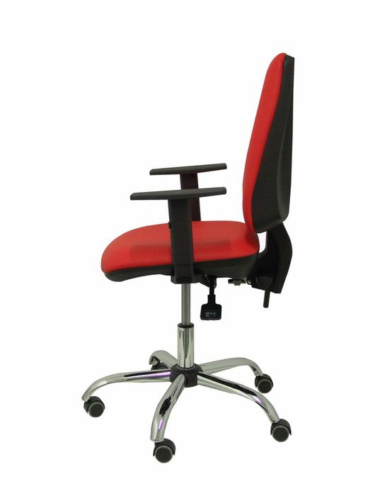 Modelo Elche S 24 horas - Silla de oficina ergonómica con mecanismo asincro y regulable en altura - Asiento y respaldo tapizados en tejido similpiel color rojo - Brazos regulables - Espuma viscoelástica - (USO INTENSIVO 24 HORAS)