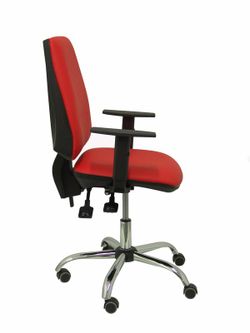 Modelo Elche S 24 horas - Silla de oficina ergonómica con mecanismo asincro y regulable en altura - Asiento y respaldo tapizados en tejido similpiel color rojo - Brazos regulables - Espuma viscoelástica - (USO INTENSIVO 24 HORAS)