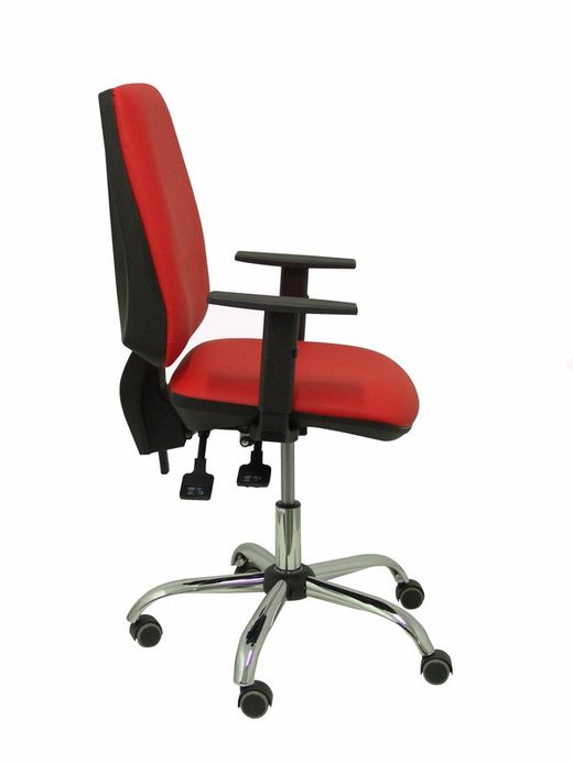 Modelo Elche S 24 horas - Silla de oficina ergonómica con mecanismo asincro y regulable en altura - Asiento y respaldo tapizados en tejido similpiel color rojo - Brazos regulables - Espuma viscoelástica - (USO INTENSIVO 24 HORAS)