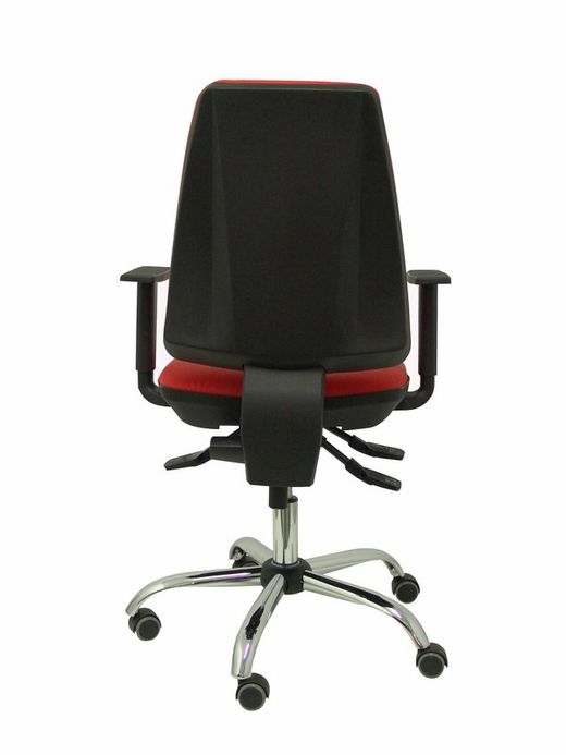 Modelo Elche S 24 horas - Silla de oficina ergonómica con mecanismo asincro y regulable en altura - Asiento y respaldo tapizados en tejido similpiel color rojo - Brazos regulables - Espuma viscoelástica - (USO INTENSIVO 24 HORAS)