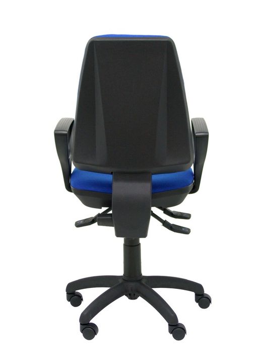 Modelo Elche S - Silla de oficina ergonómica con mecanismo asincro, regulable en altura y ruedas de nailon - Asiento y respaldo tapizados en tejido BALI color azul (BRAZOS FIJOS INCLUIDOS)