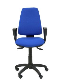 Modelo Elche S - Silla de oficina ergonómica con mecanismo asincro, regulable en altura y ruedas de nailon - Asiento y respaldo tapizados en tejido BALI color azul (BRAZOS FIJOS INCLUIDOS)