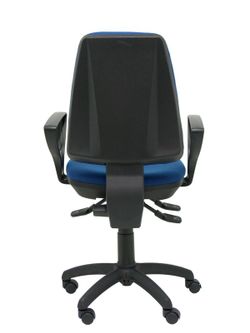 Modelo Elche S - Silla de oficina ergonómica con mecanismo asincro, regulable en altura y ruedas de nailon - Asiento y respaldo tapizados en tejido BALI color azul marino (BRAZOS FIJOS INCLUIDOS)