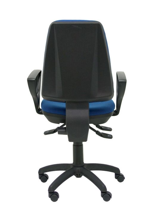 Modelo Elche S - Silla de oficina ergonómica con mecanismo asincro, regulable en altura y ruedas de nailon - Asiento y respaldo tapizados en tejido BALI color azul marino (BRAZOS FIJOS INCLUIDOS)