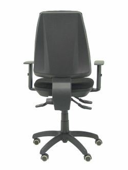 Modelo Elche S - Silla de oficina ergonómica con mecanismo asincro, regulable en altura y ruedas de parqué - Asiento y respaldo tapizados en tejido BALI color negro. (BRAZOS REGULABLES EN ALTURA)