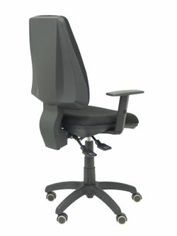 Modelo Elche S - Silla de oficina ergonómica con mecanismo asincro, regulable en altura y ruedas de parqué - Asiento y respaldo tapizados en tejido BALI color negro. (BRAZOS REGULABLES EN ALTURA)
