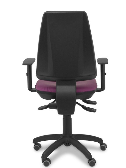 Modelo Elche S - Silla de oficina ergonómica con mecanismo asincro y regulable en altura. Ruedas de goma especiales para suelos delicados - Asiento y respaldo tapizados en similpiel color morado(BRAZOS REGULABLES INCLUIDOS)