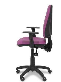 Modelo Elche S - Silla de oficina ergonómica con mecanismo asincro y regulable en altura. Ruedas de goma especiales para suelos delicados - Asiento y respaldo tapizados en similpiel color morado(BRAZOS REGULABLES INCLUIDOS)