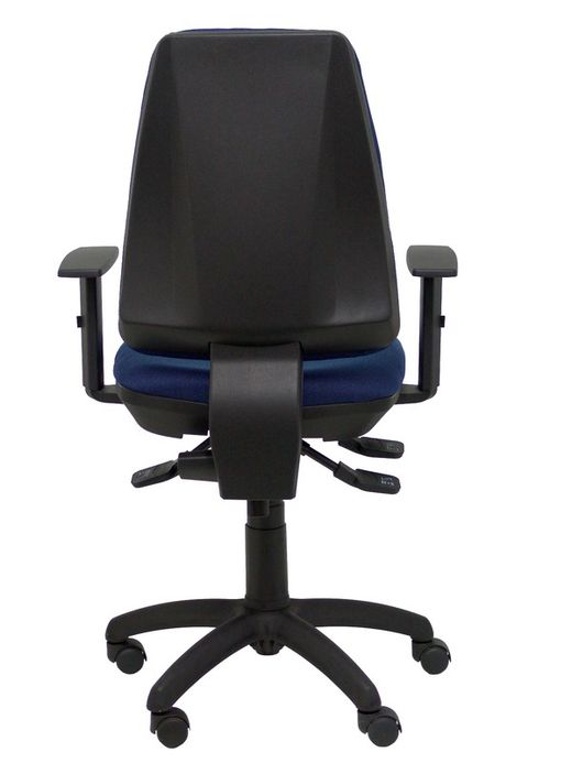 Modelo Elche S - Silla de oficina ergonómica con mecanismo sincro, regulable en altura y ruedas de nailon - Asiento y respaldo tapizados en tejido BALI color azul marino (BRAZOS REGULABLES EN ALTURA)
