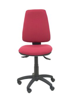 Modelo Elche S - Silla de oficina ergonómica con mecanismo sincro, regulable en altura y ruedas de nailon - Asiento y respaldo tapizados en tejido BALI color granate