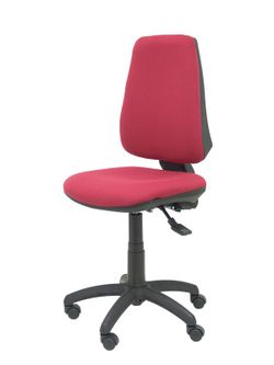Modelo Elche S - Silla de oficina ergonómica con mecanismo sincro, regulable en altura y ruedas de nailon - Asiento y respaldo tapizados en tejido BALI color granate