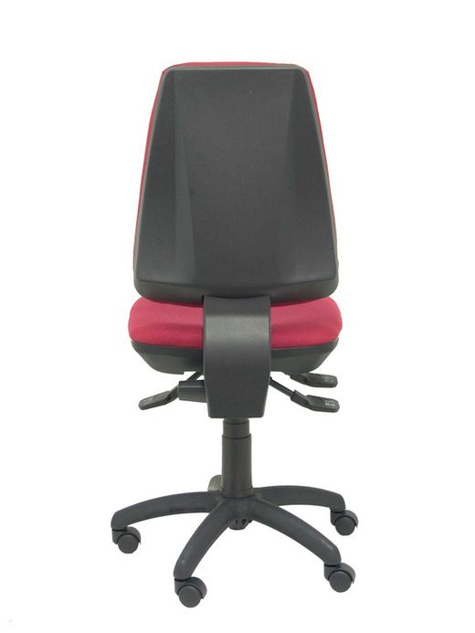 Modelo Elche S - Silla de oficina ergonómica con mecanismo sincro, regulable en altura y ruedas de nailon - Asiento y respaldo tapizados en tejido BALI color granate