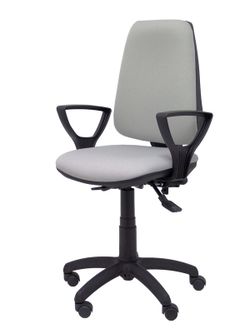 Modelo Elche S - Silla de oficina ergonómica con mecanismo sincro, regulable en altura y ruedas de nailon - Asiento y respaldo tapizados en tejido BALI color gris (BRAZOS FIJOS INCLUIDOS)