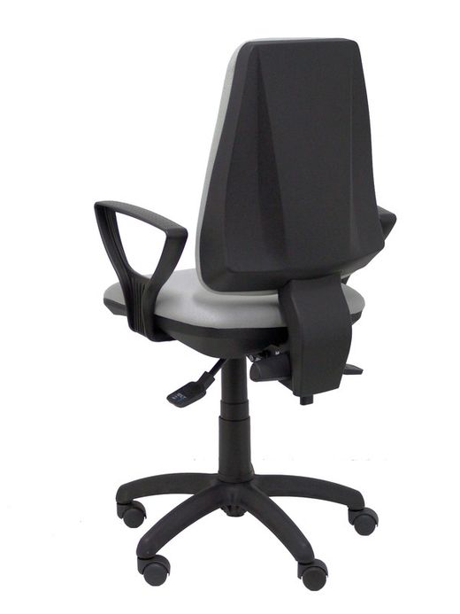 Modelo Elche S - Silla de oficina ergonómica con mecanismo sincro, regulable en altura y ruedas de nailon - Asiento y respaldo tapizados en tejido BALI color gris (BRAZOS FIJOS INCLUIDOS)